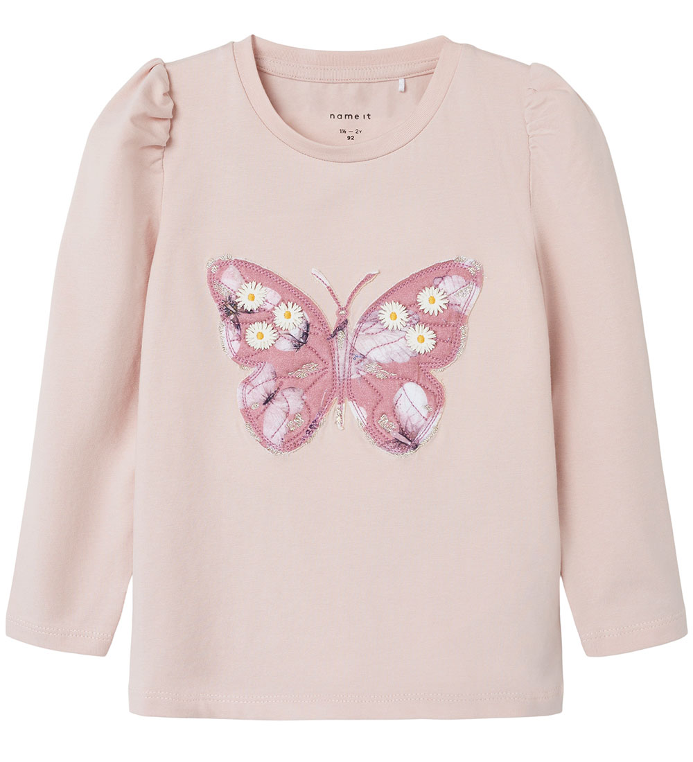 Name It Bluse - NmfBea - l/æ - Sepia Rose m. Sommerfugl