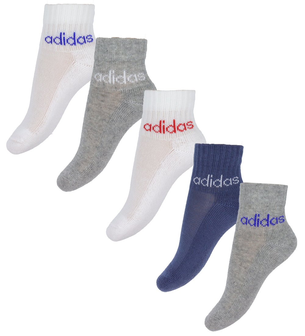 adidas Performance Strømper - 5-pak - Kids Lin Ank - Blå/Grå/Hvi