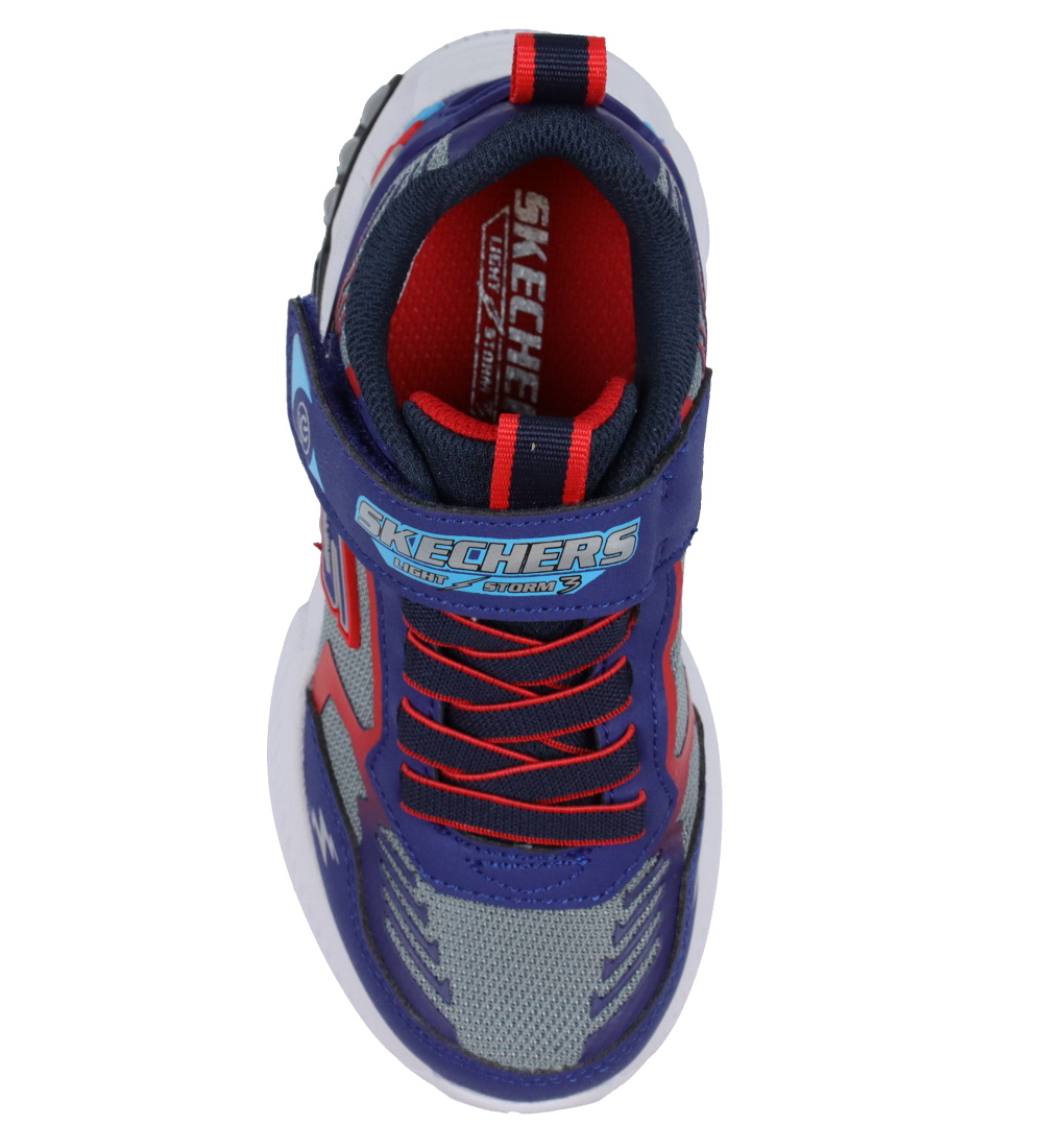 Skechers Sko m. Lys - Light Storm 3 - Navy/Rød