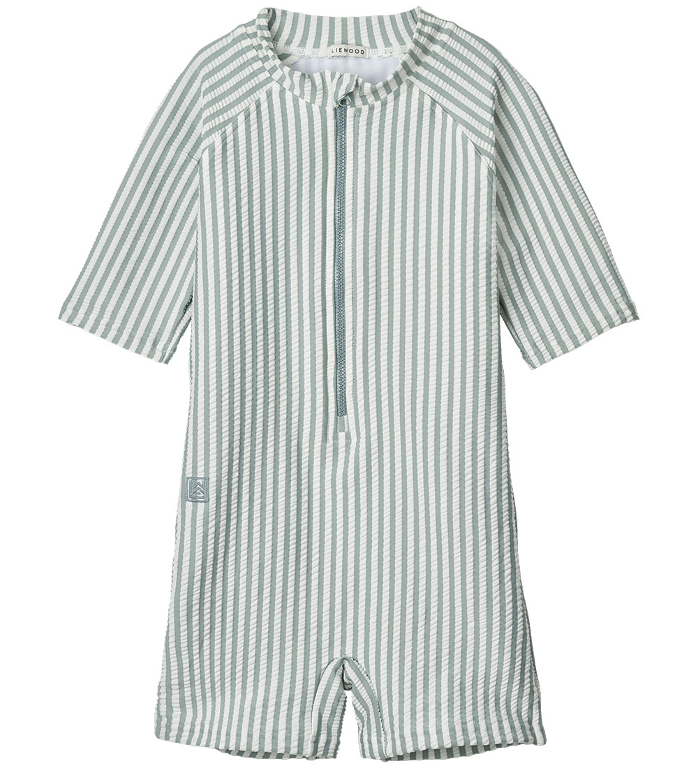Liewood Badeheldragt - Max Seersucker - UV40+ - Stripe Sea Blue/