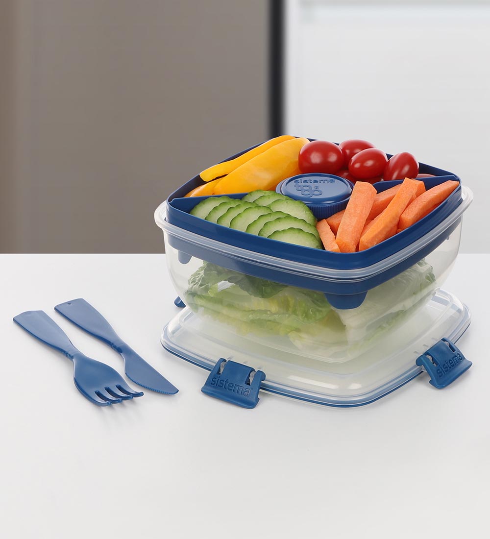Sistema Madkasse m. Tilbehør - Salad To Go 1,1L - Blå