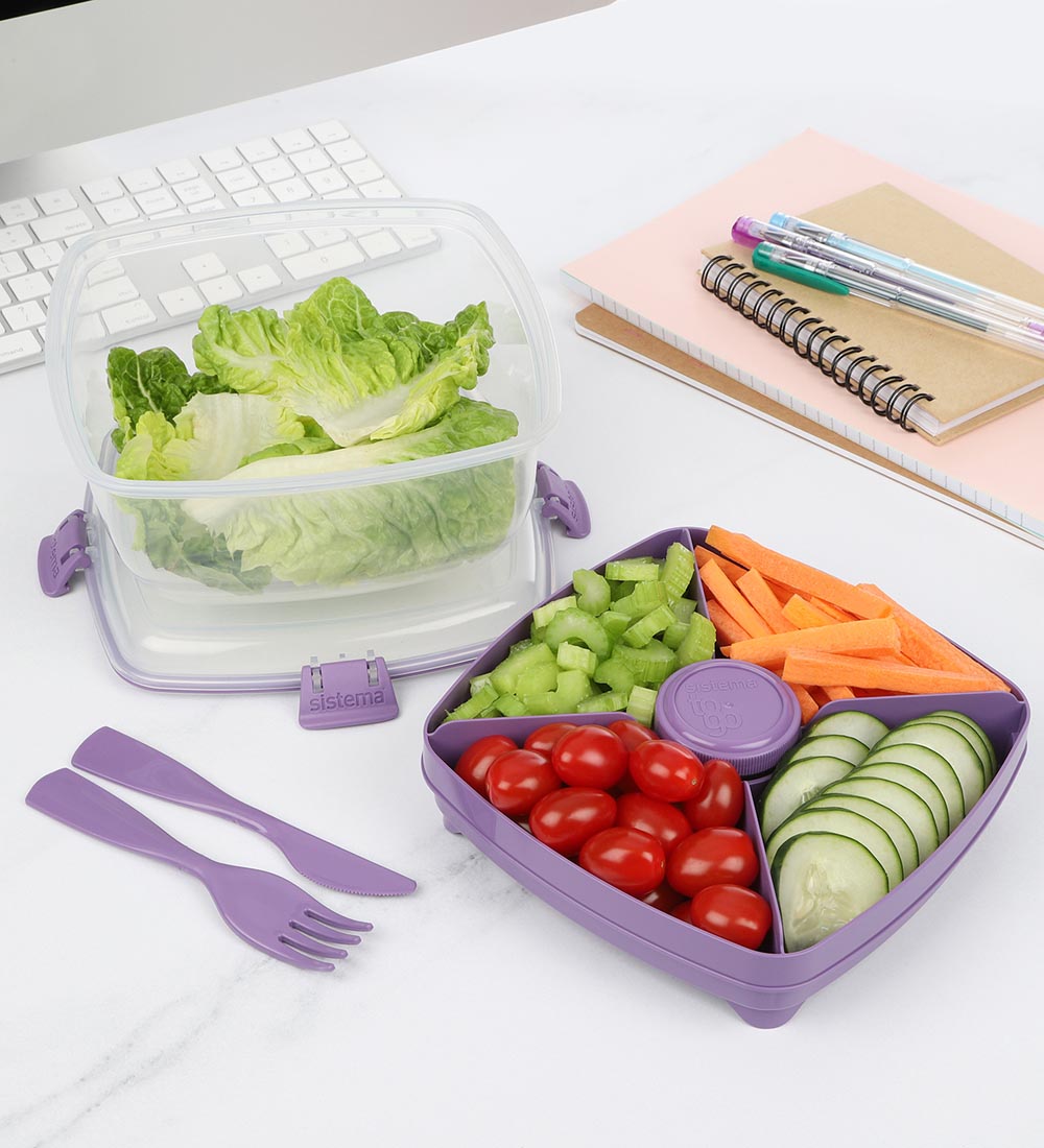 Sistema Madkasse m. Tilbehør - Salad Max To Go 1,63L - lilla