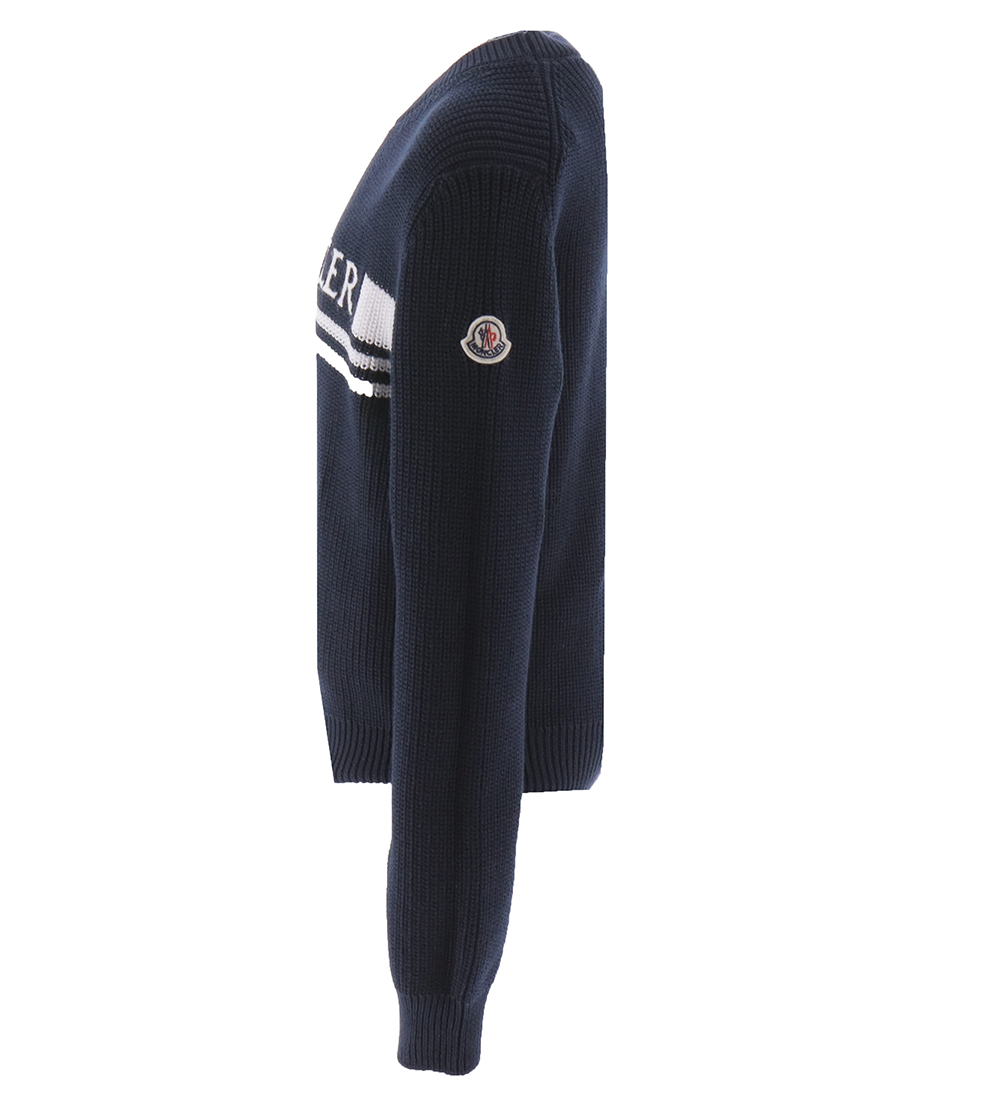 Moncler Bluse - Strik - Bright Blue m. Hvid