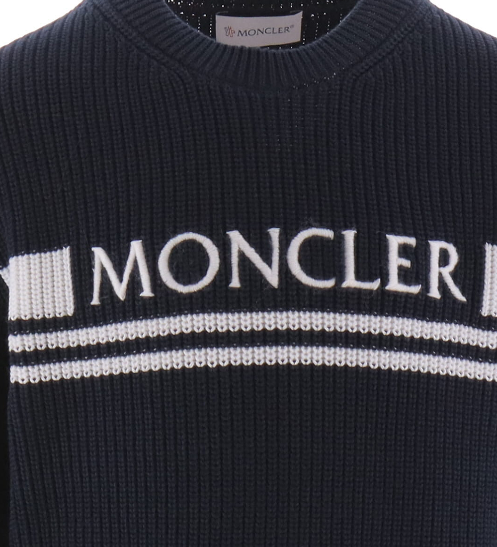 Moncler Bluse - Strik - Bright Blue m. Hvid