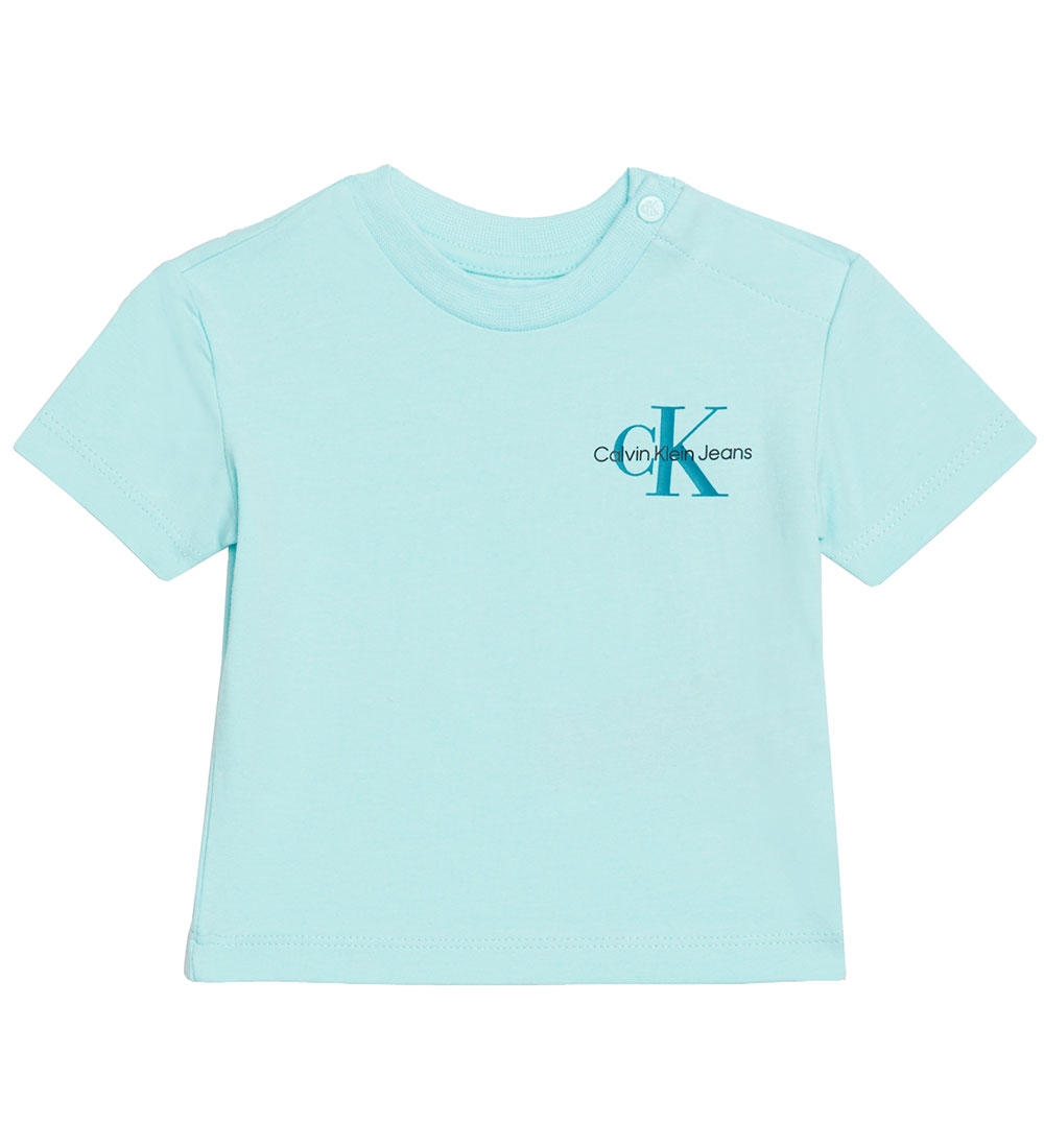 Calvin Klein Sæt - T-shirt/ Shorts - Monogram Logo - Blue Tint