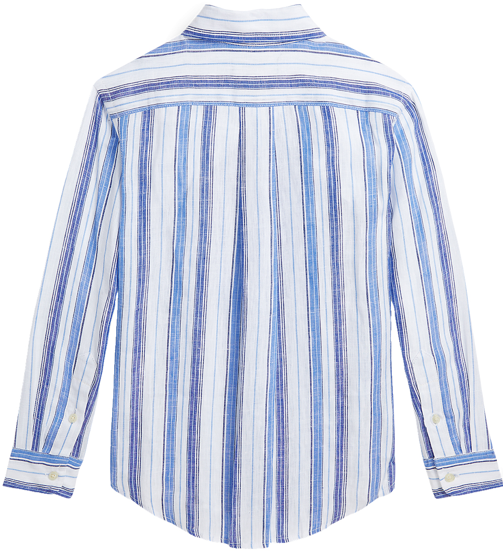 Polo Ralph Lauren Skjorte - Hør - Blå/Hvidstribet