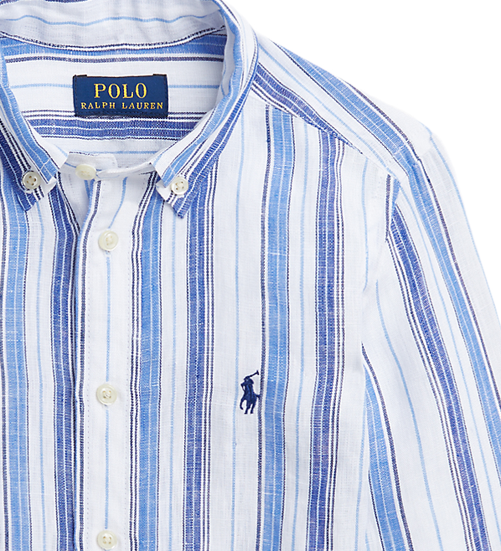 Polo Ralph Lauren Skjorte - Hør - Blå/Hvidstribet