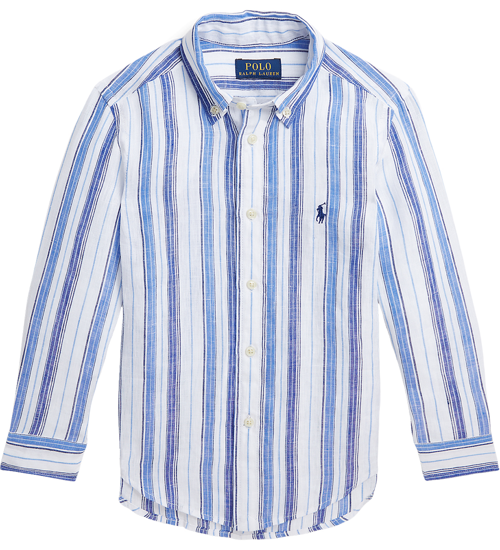 Polo Ralph Lauren Skjorte - Hør - Blå/Hvidstribet