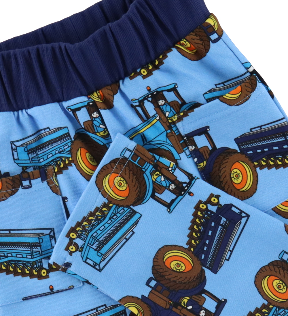 Småfolk Sweatpants - Blue Grotto m. Traktorer