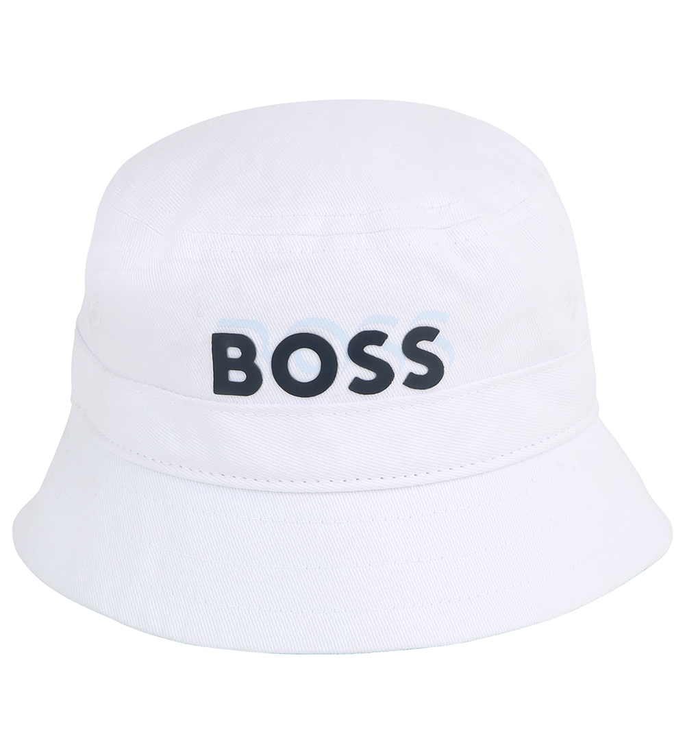 BOSS Bøllehat - Hvid m. Navy/Lyseblå