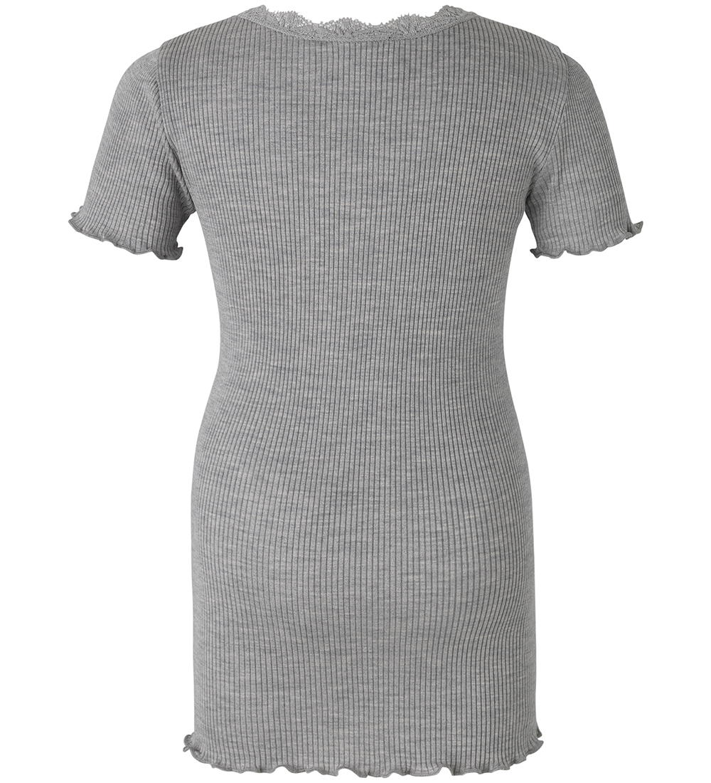 Rosemunde T-shirt - Silke/Bomuld - Noos - Light Grey Melange