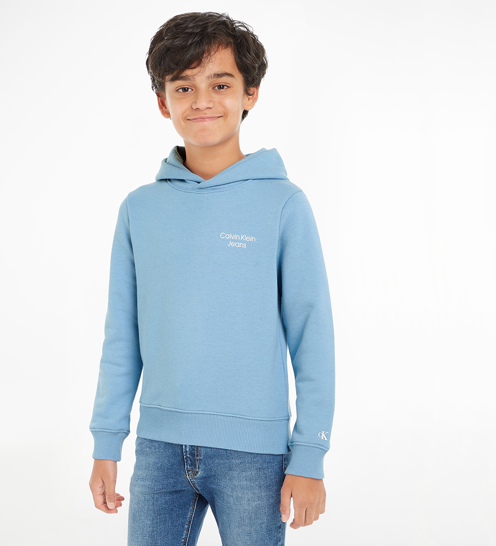 Calvin Klein Hættetrøje - Stack Logo - Dusk Blue