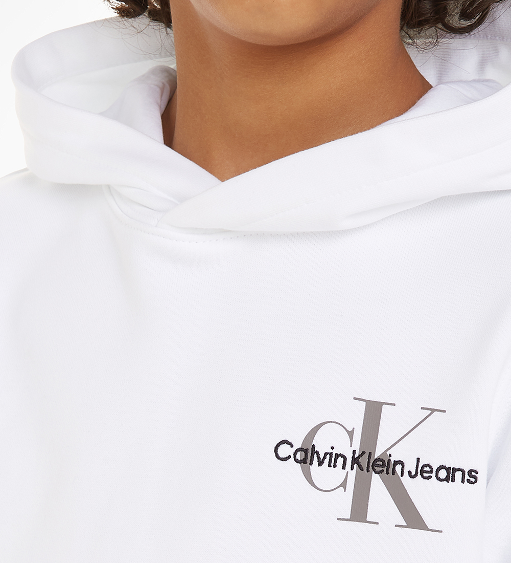 Calvin Klein Hættetrøje - Small Monogram - Bright White