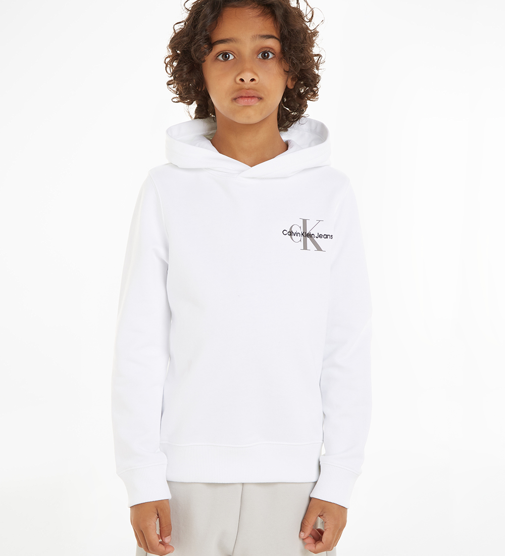 Calvin Klein Hættetrøje - Small Monogram - Bright White