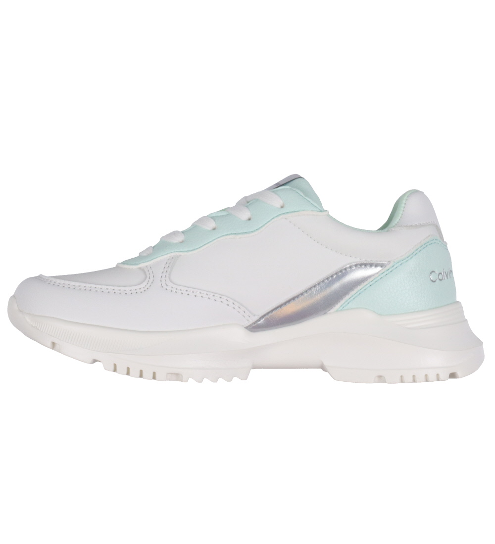 Calvin Klein Sko - Low Cut Lace Up - Hvid/Aquamarine