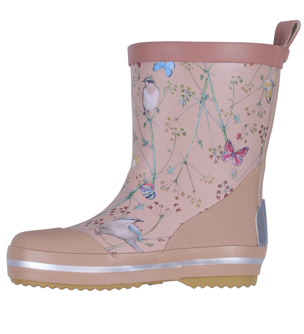 Mikk-Line Gummistøvler - Wellies - Warm Taupe m. Blomster