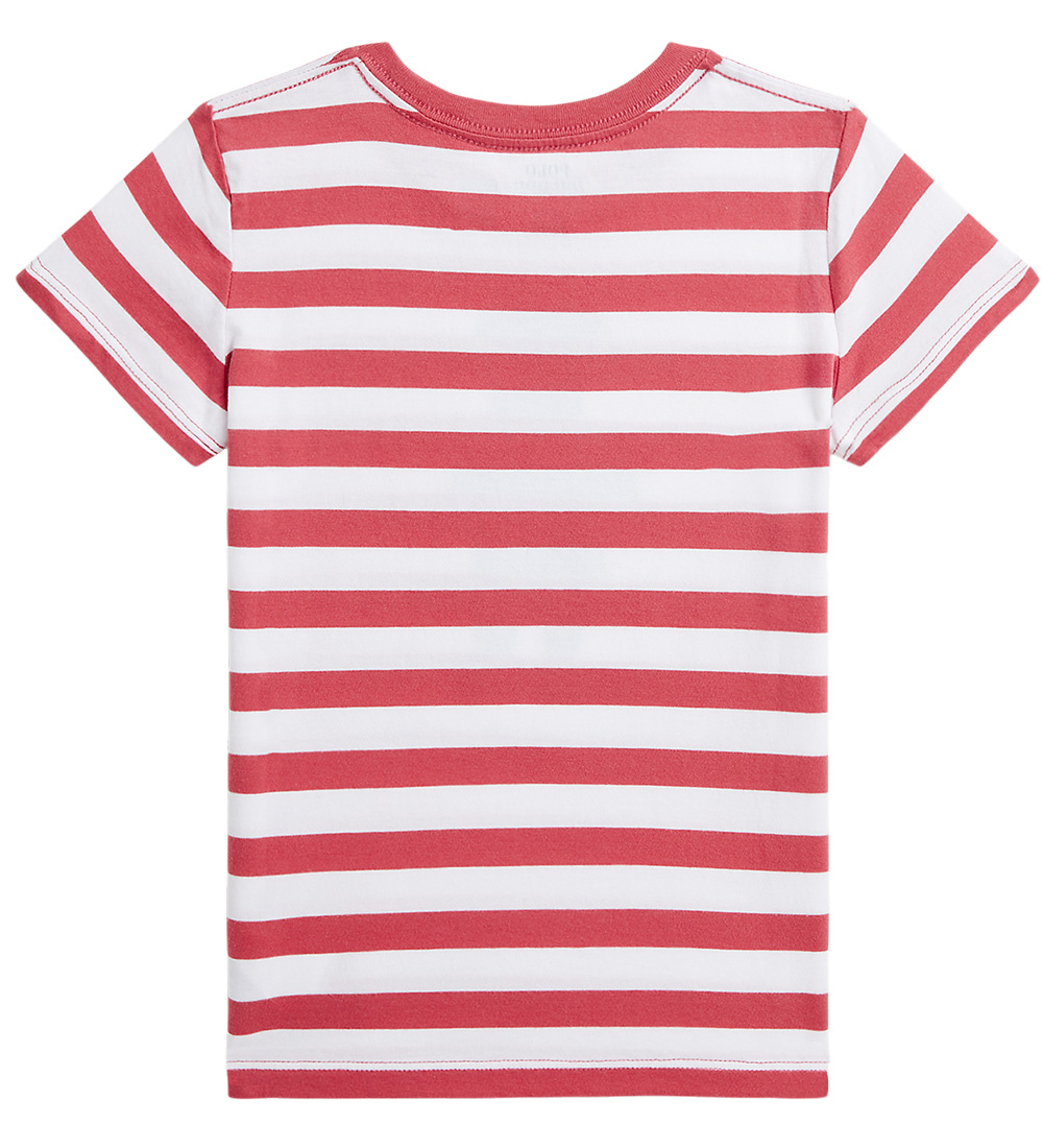 Polo Ralph Lauren T-shirt - Rød/Hvidstribet m. Bamse