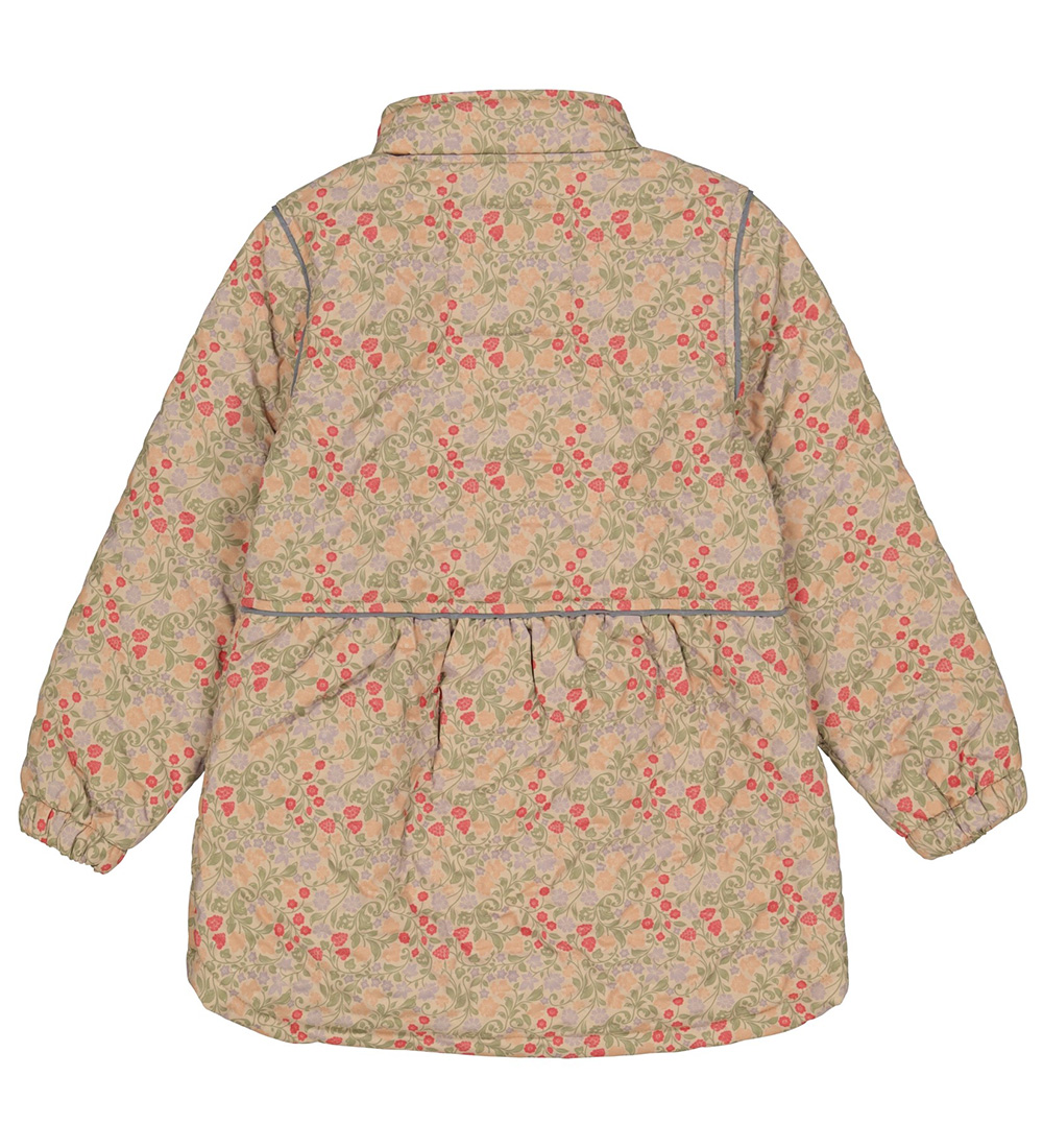 Mikk-Line Termojakke - Warm Taupe m. Blomster