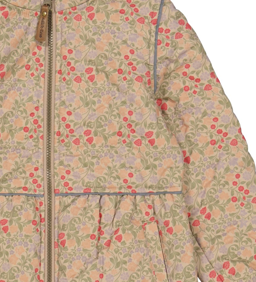 Mikk-Line Termojakke - Warm Taupe m. Blomster