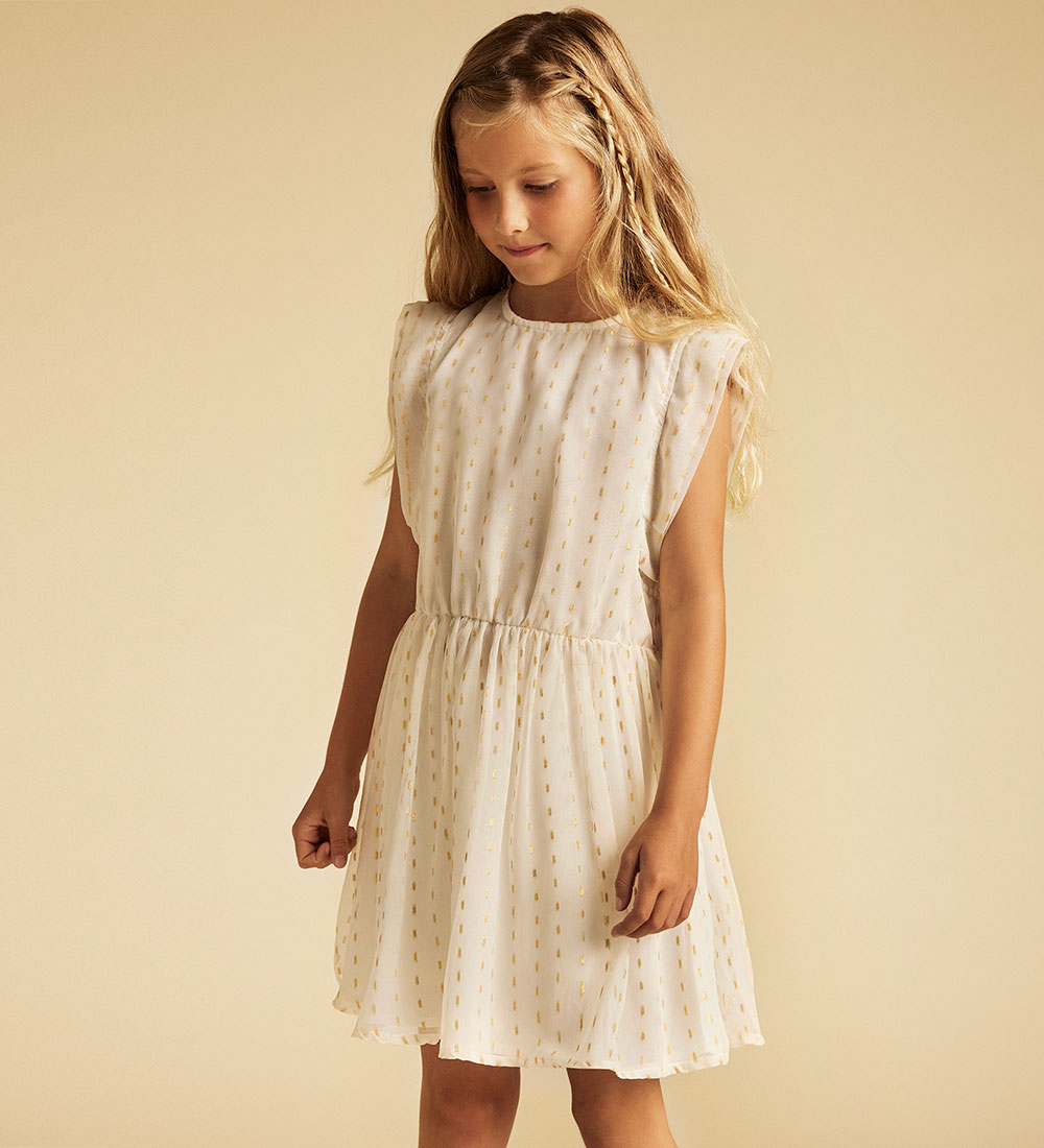 Creamie Kjole - Chiffon Lurex - Buttercream