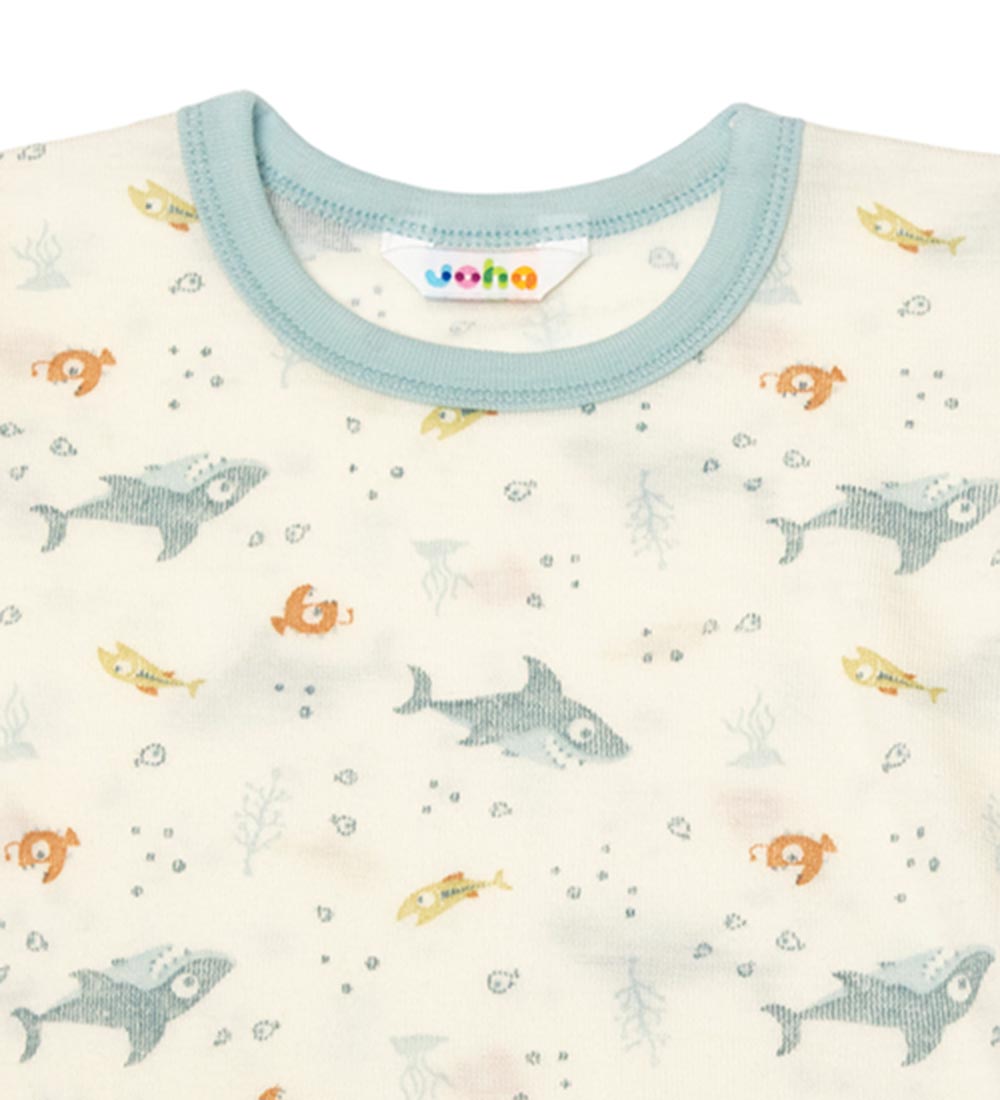 Joha T-shirt - Uld - Støvet Blå m. Fisk