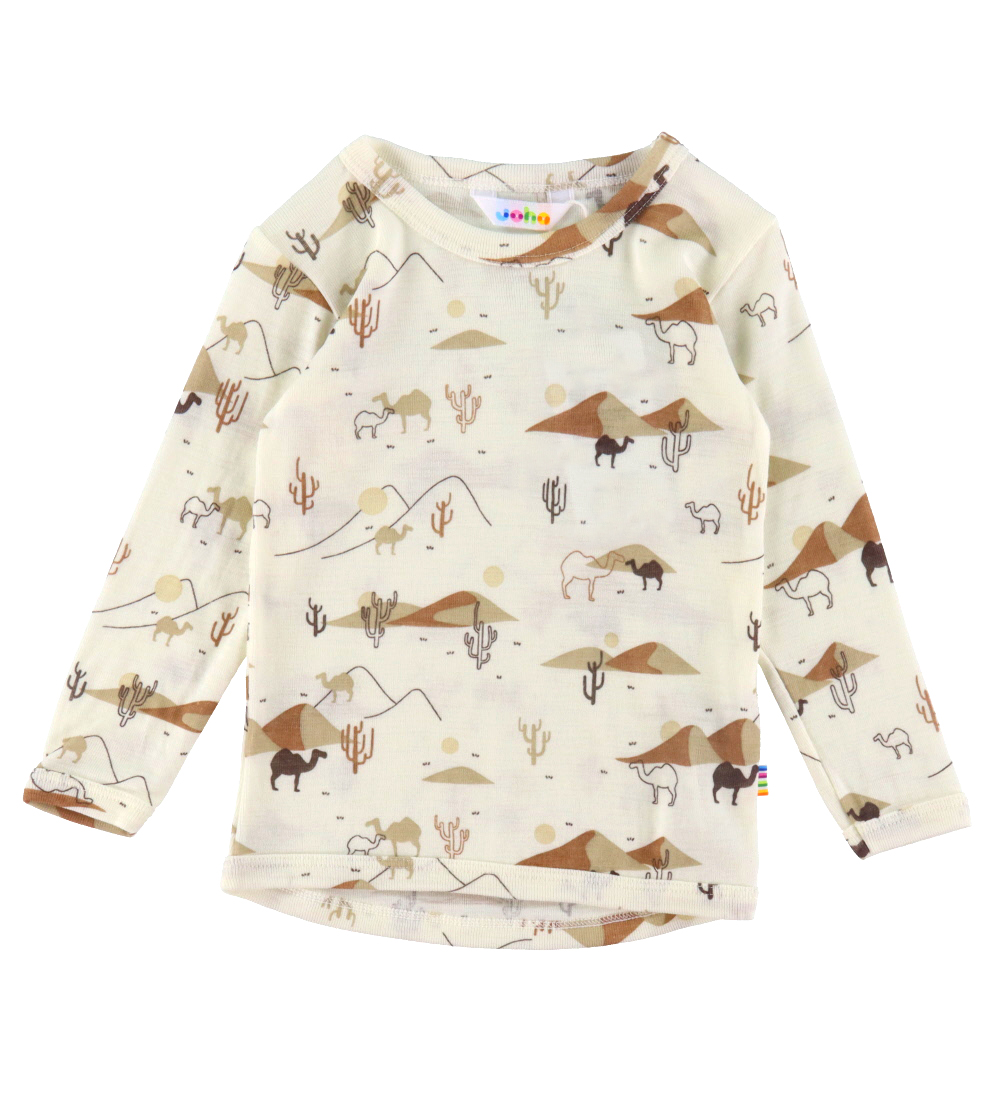 Joha Bluse - Uld/Silke - Off White m. Ørken