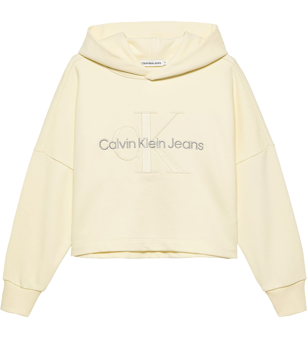 Calvin Klein Hættetrøje -Cropped - Monogram Logo - Papyrus