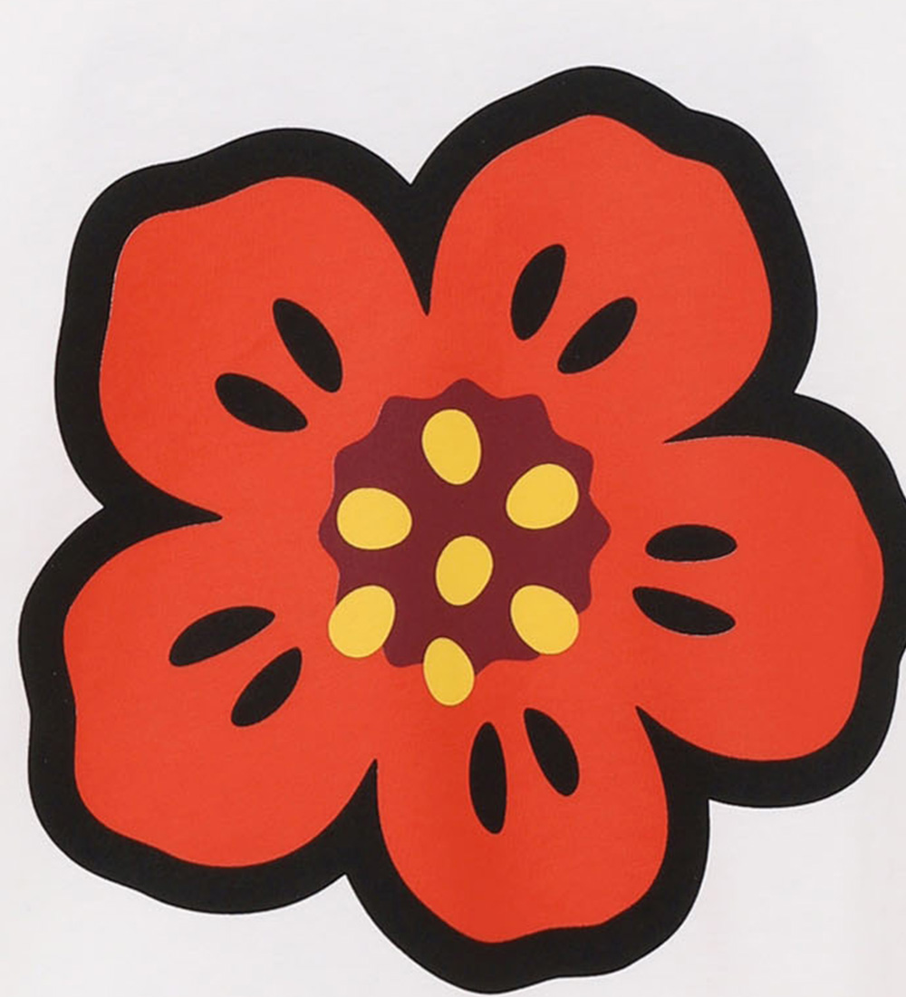 Kenzo T-shirt - Ivory/Rød m. Blomst