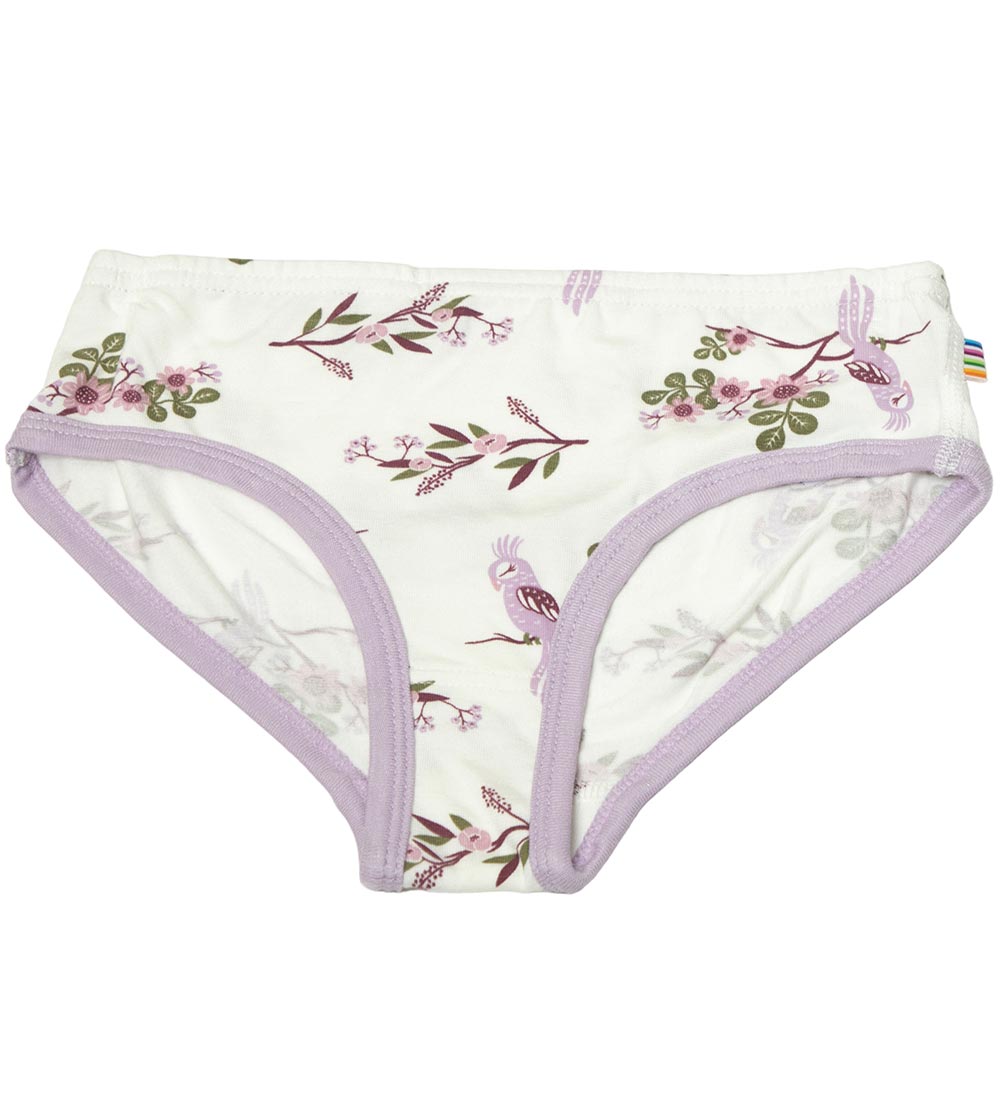 Joha Trusser - Bambus - Off White/Lilla m. Papegøje