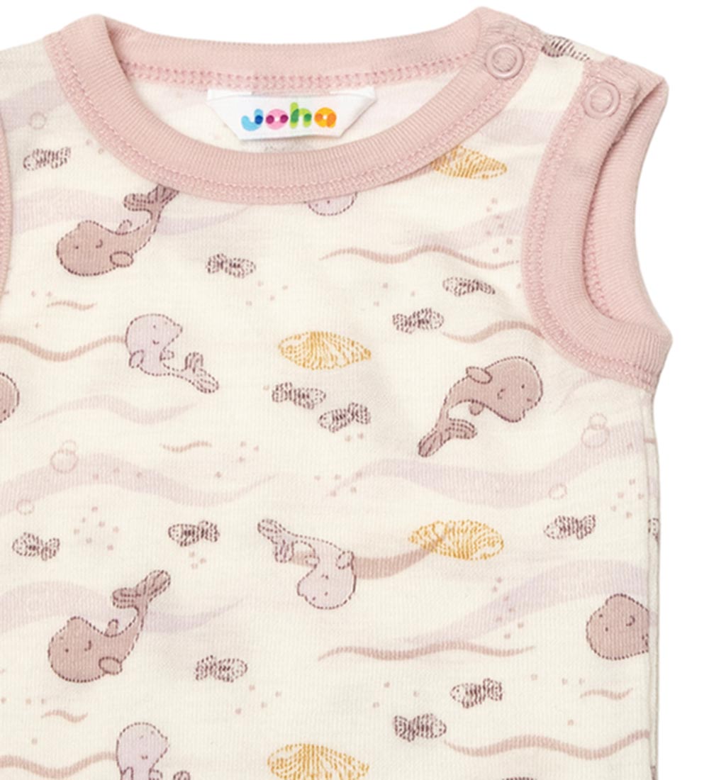 Joha Body u/æ - Uld - Off White/Støvet Rosa m. Hval