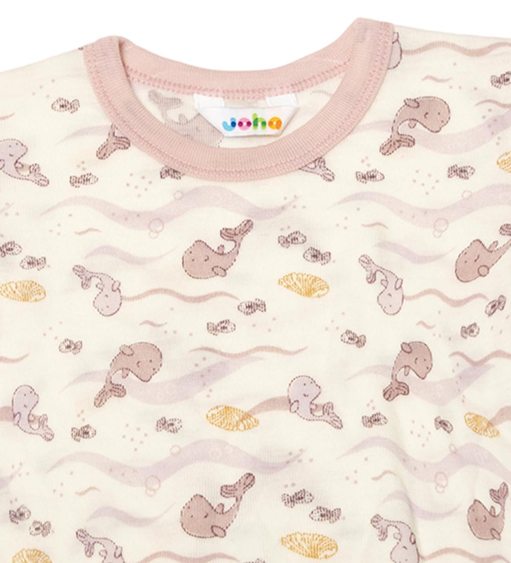Joha T-shirt - Uld - Off White/Støvet Rosa m. Hval