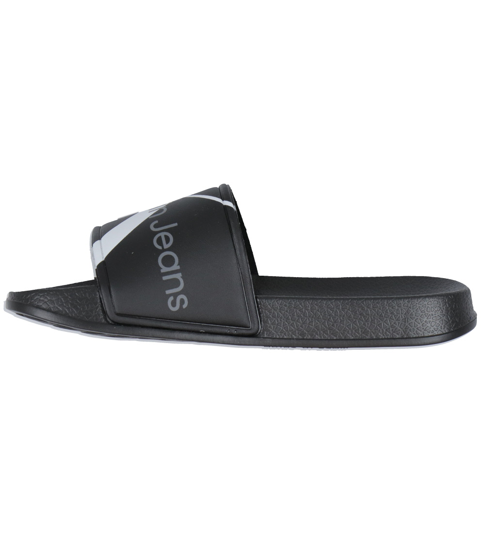 Calvin Klein Badesandaler - Logo Pool Slide - Sort m. Grå/Hvid