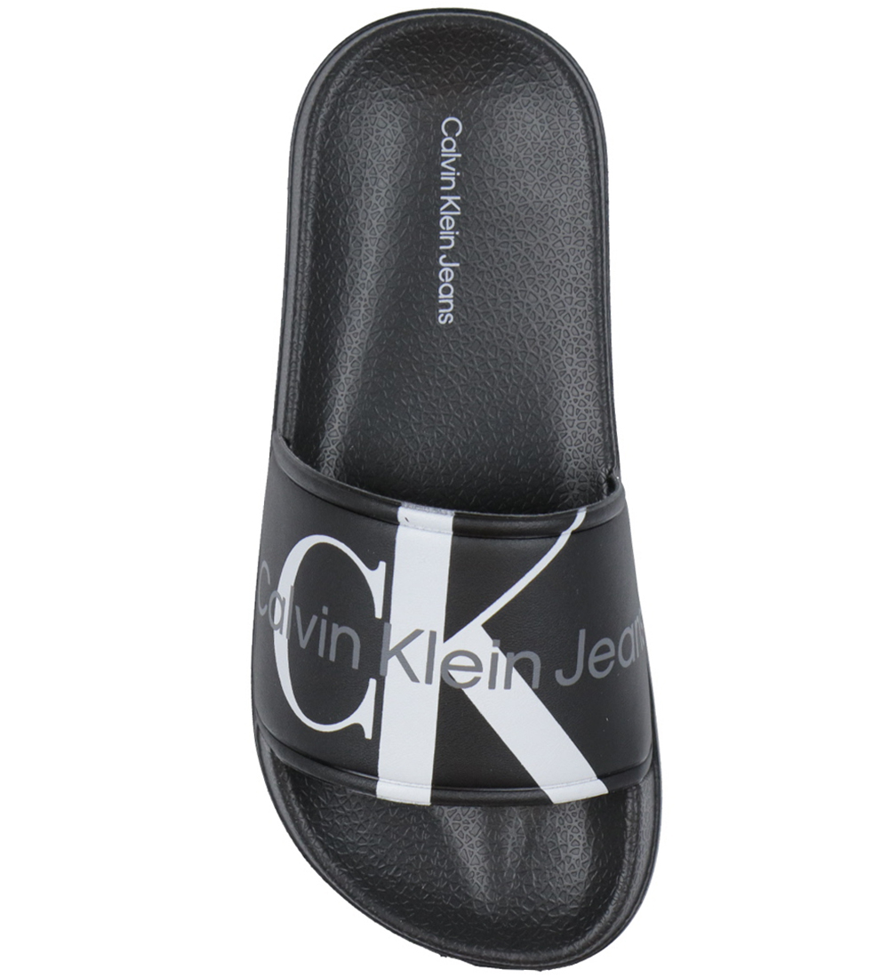 Calvin Klein Badesandaler - Logo Pool Slide - Sort m. Grå/Hvid