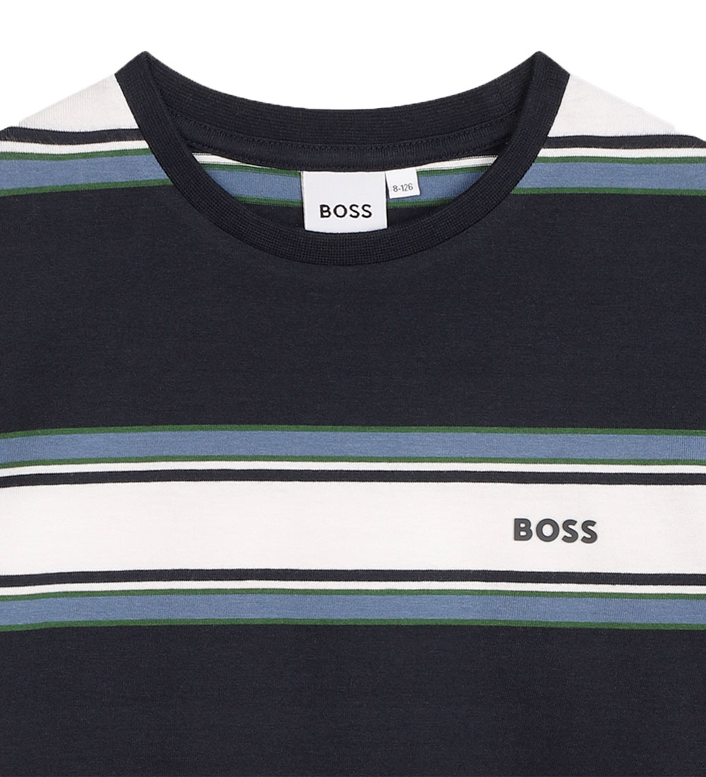 BOSS T-shirt - Navy/Hvidstribet m. Blå