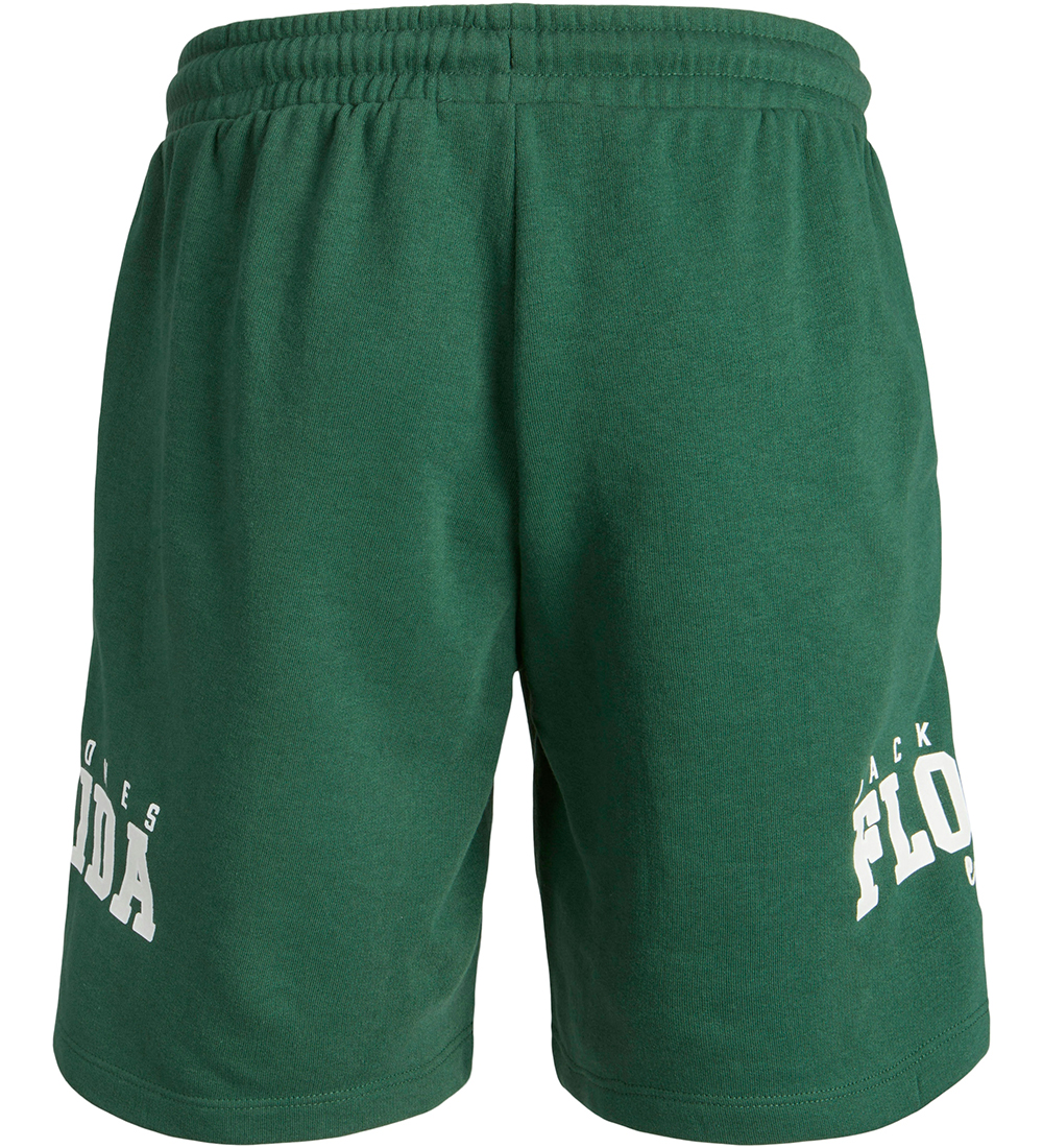 Jack & Jones Sweatshorts - JpstCory - Mørkegrøn m. Hvid