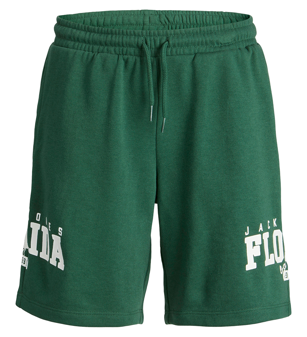 Jack & Jones Sweatshorts - JpstCory - Mørkegrøn m. Hvid