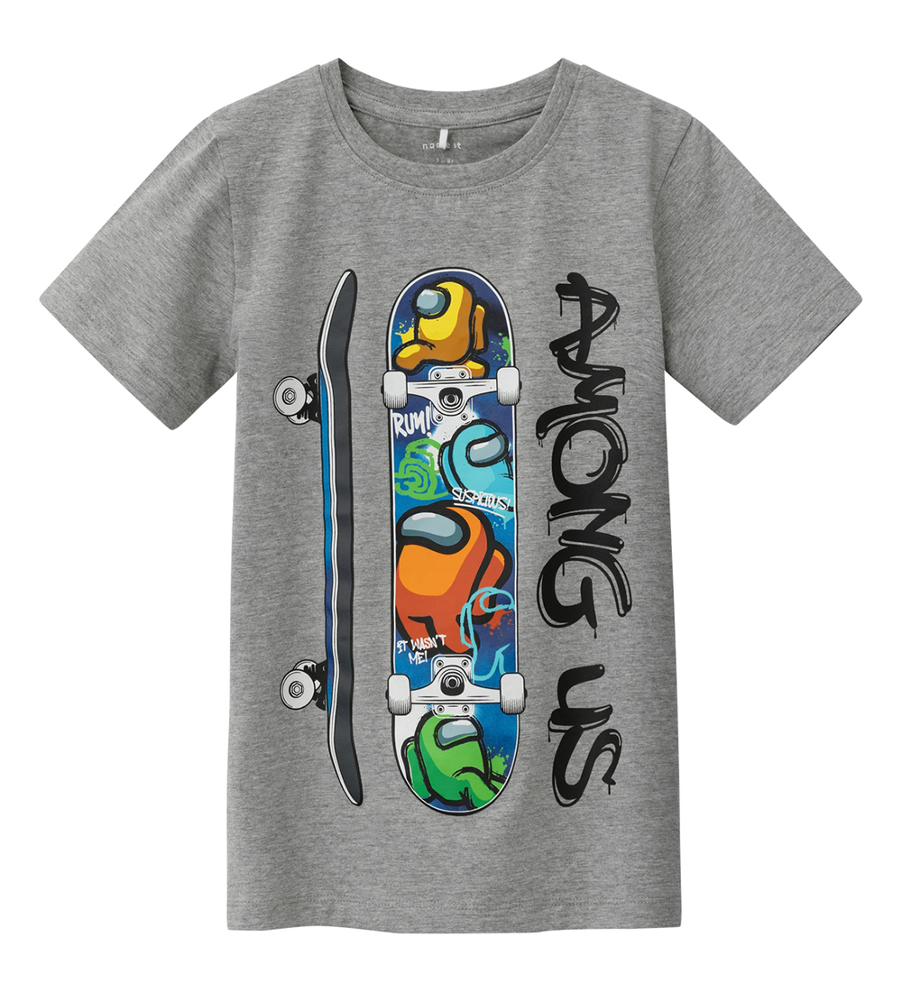 Name It T-shirt - NkmFocus Amongus - Grey Melange