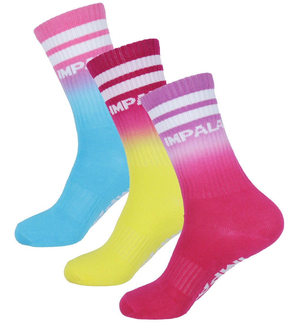 Impala Strømper - Stripe Sock - 3-pak - Blå/Gul/Pink