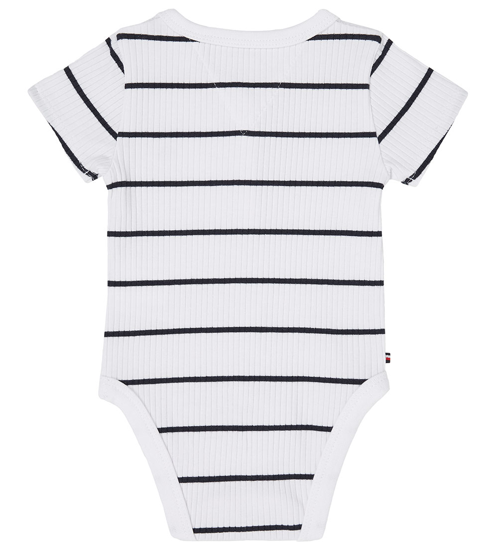 Tommy Hilfiger Body k/æ - Rib - Hvid/Desert Sky Stripe