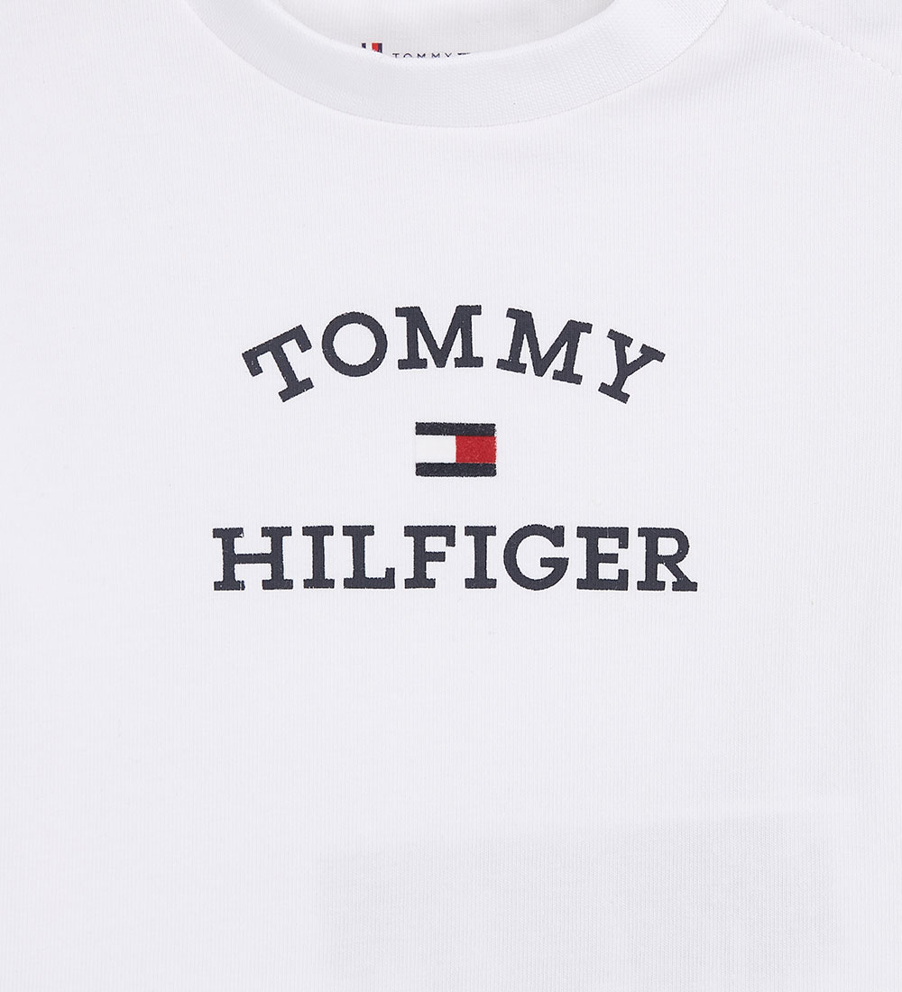 Tommy Hilfiger Sæt - T-shirt/Shorts - Hvid/Navy