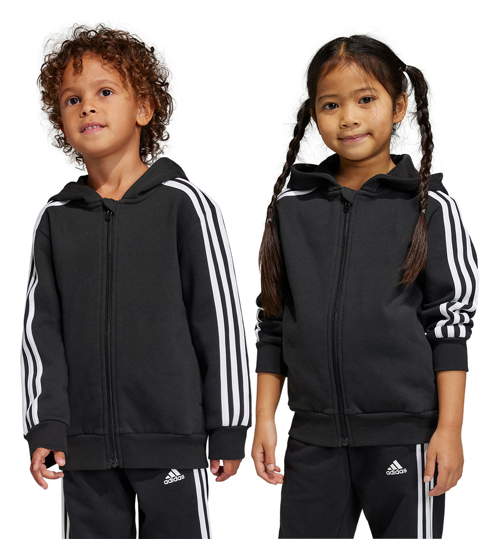 adidas Performance Cardigan - LK 3S FL FZ HD - Sort/Hvid