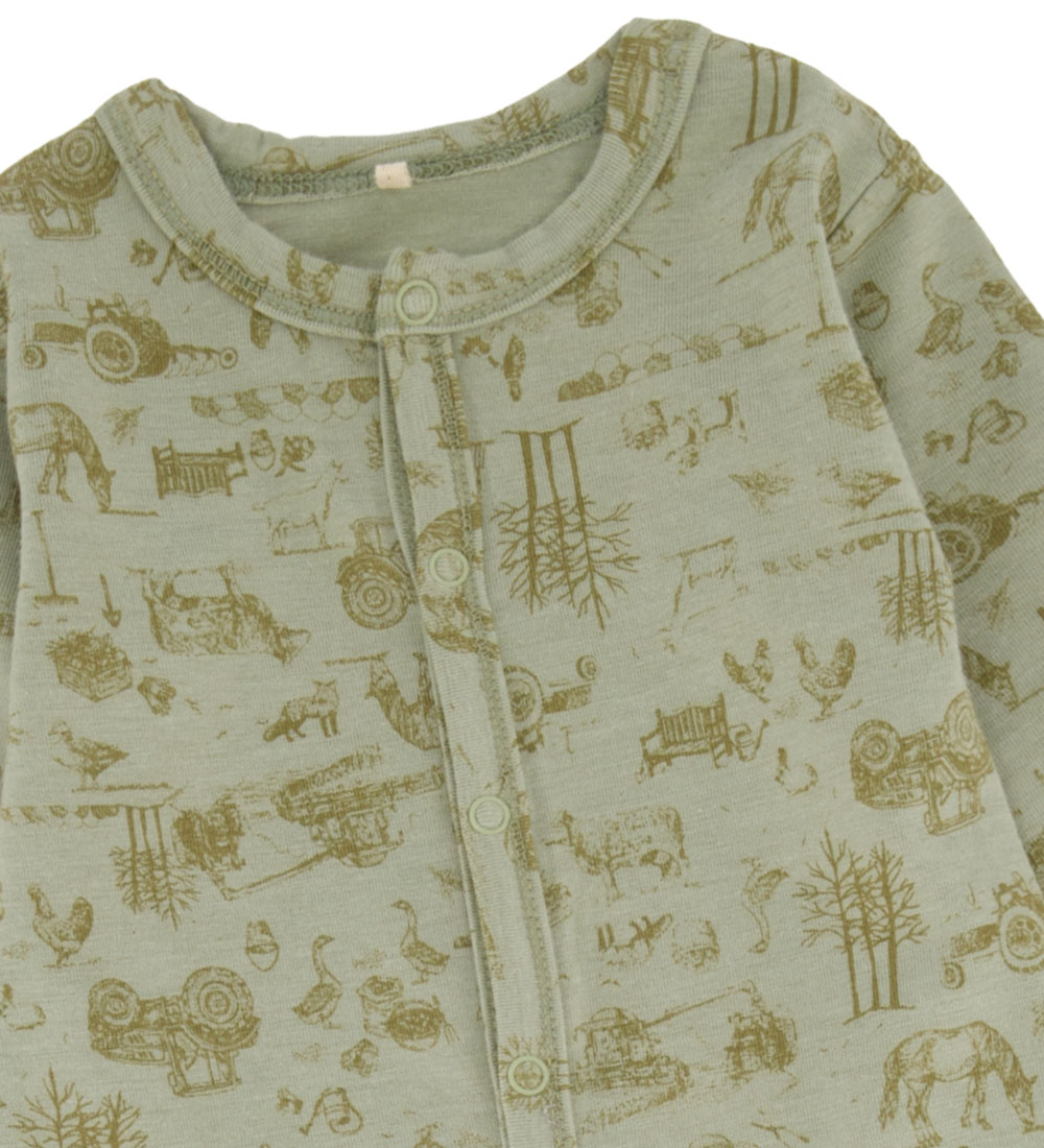 Mikk-Line Heldragt - Uld/Bambus - Desert Sage m. Print