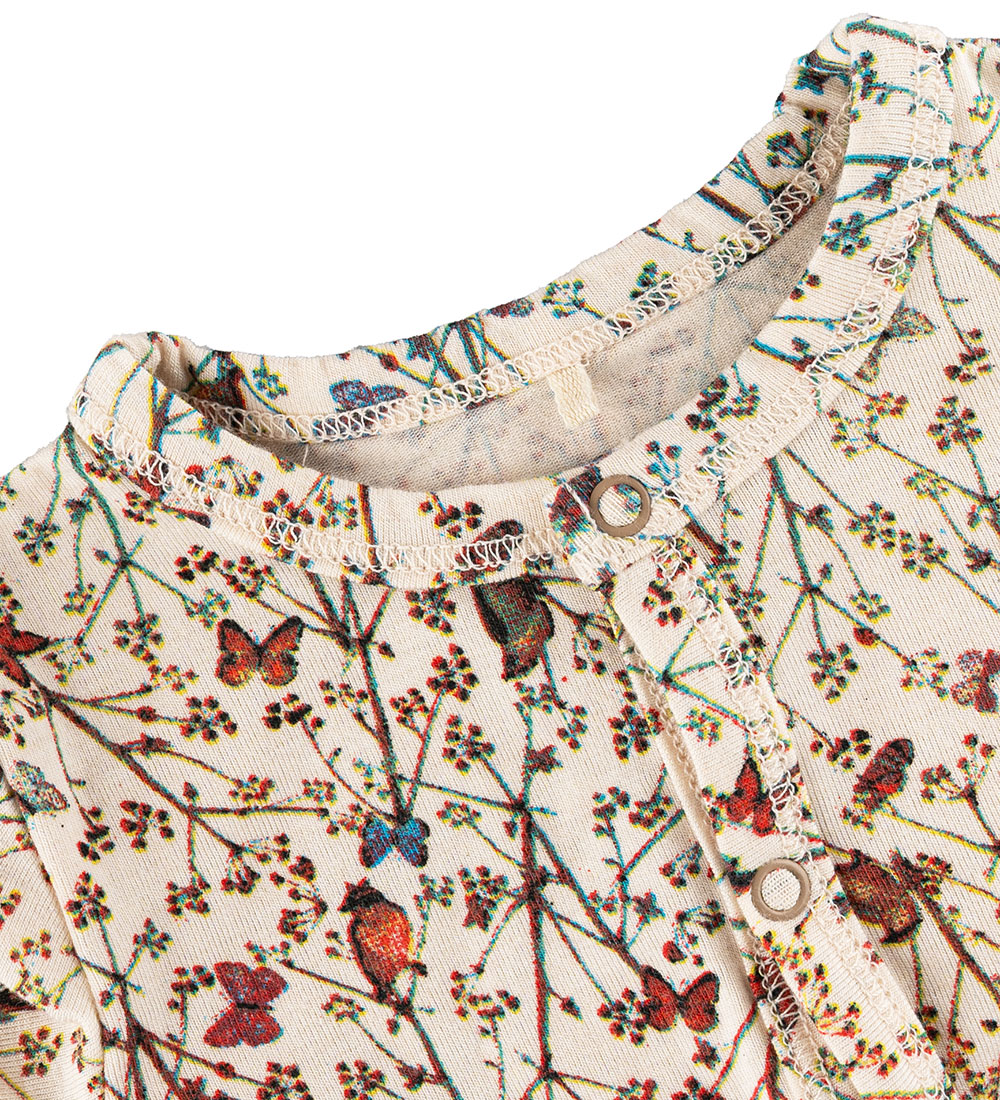 Mikk-Line Heldragt - Uld/Bambus - Off-White m. Print