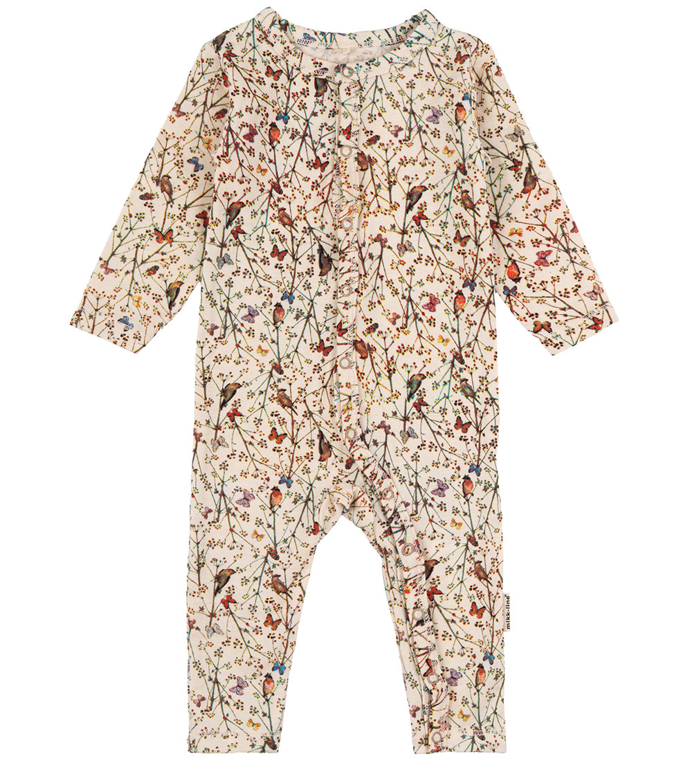 Mikk-Line Heldragt - Uld/Bambus - Off-White m. Print