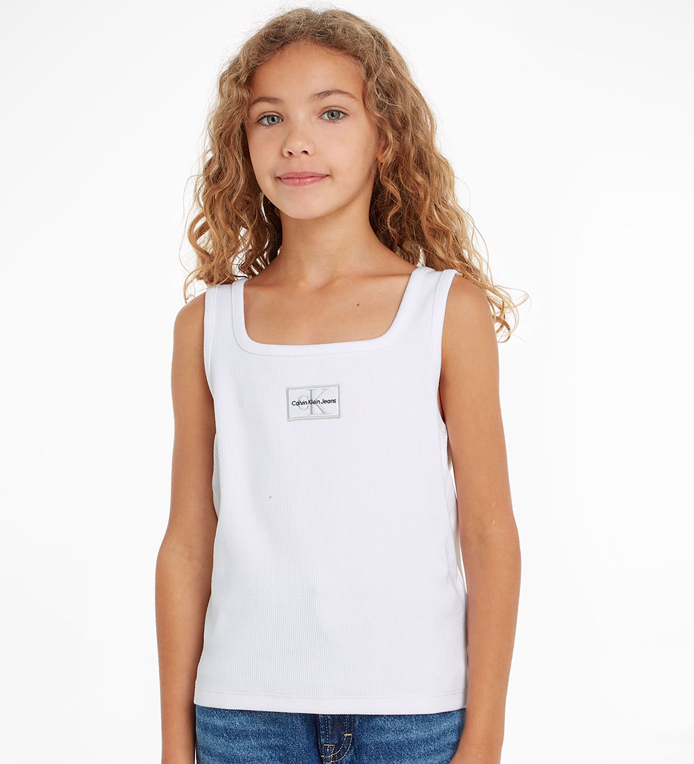 Calvin Klein Top - Rib - Badge Square - Bright White