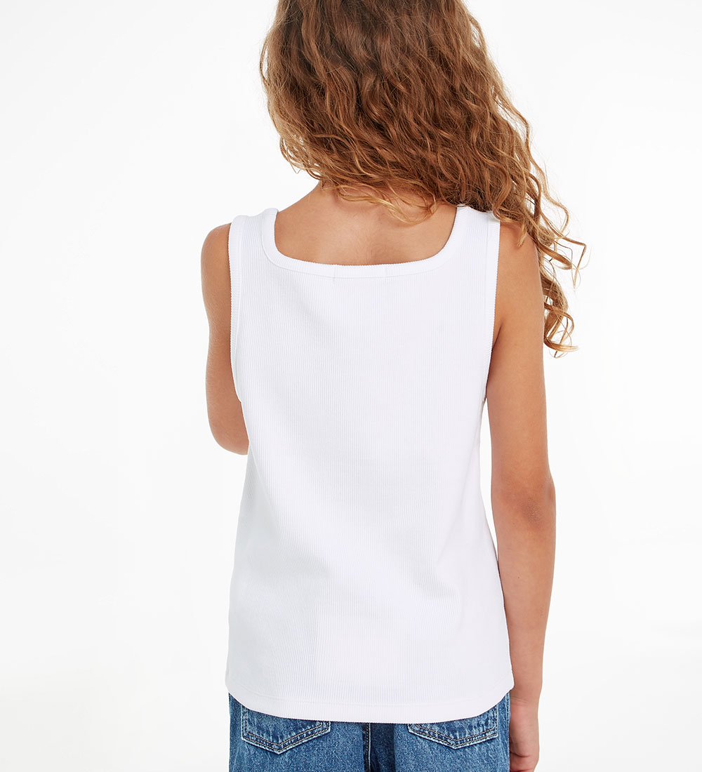 Calvin Klein Top - Rib - Badge Square - Bright White