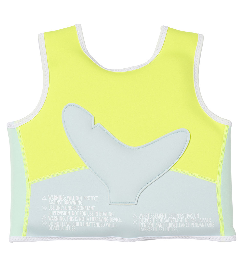 SunnyLife Svømmevest - Salty the Shark - 3-6 År - Aqua Neon Yell