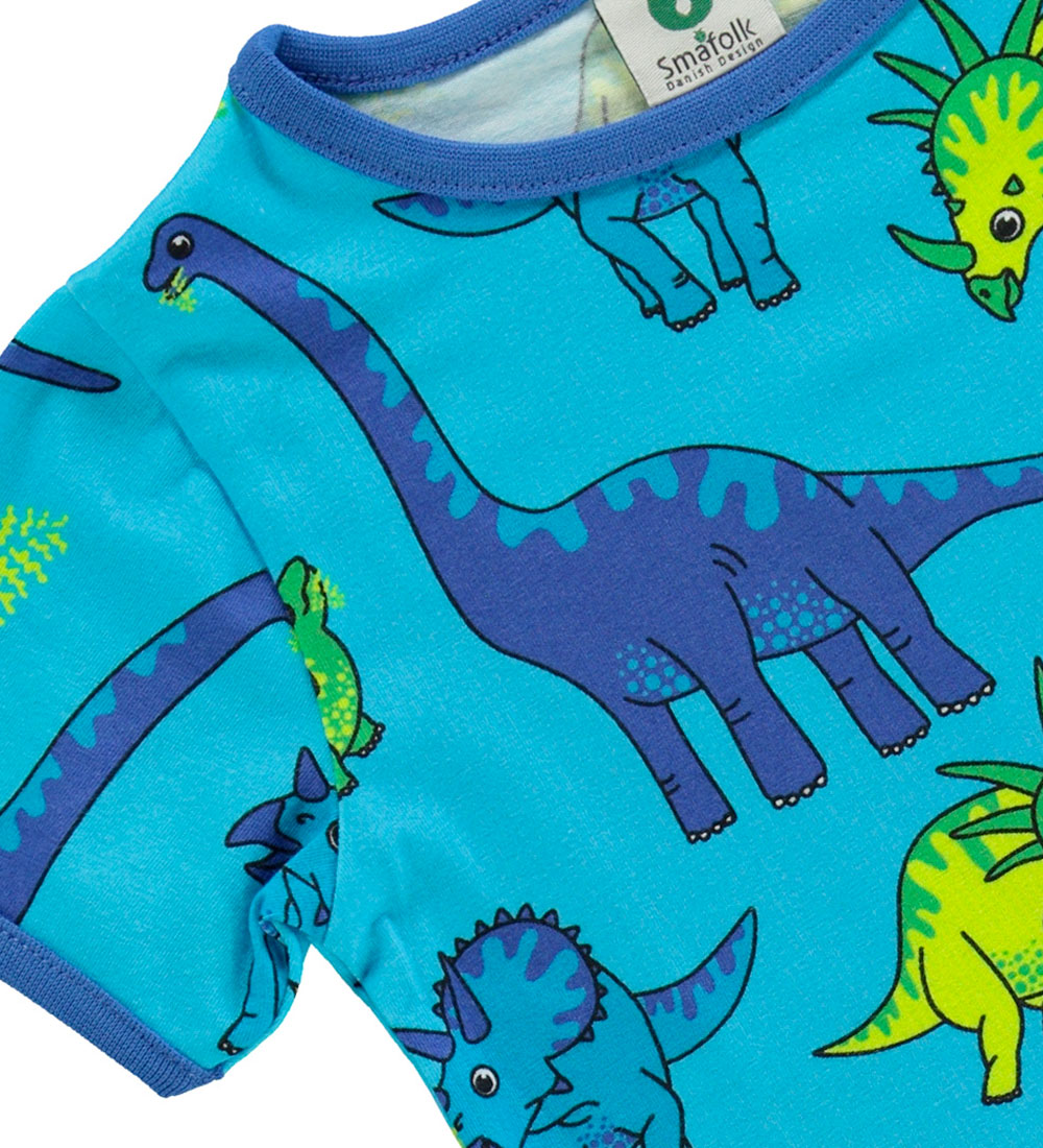 Småfolk T-shirt - Blue Atol m. Dinosaur