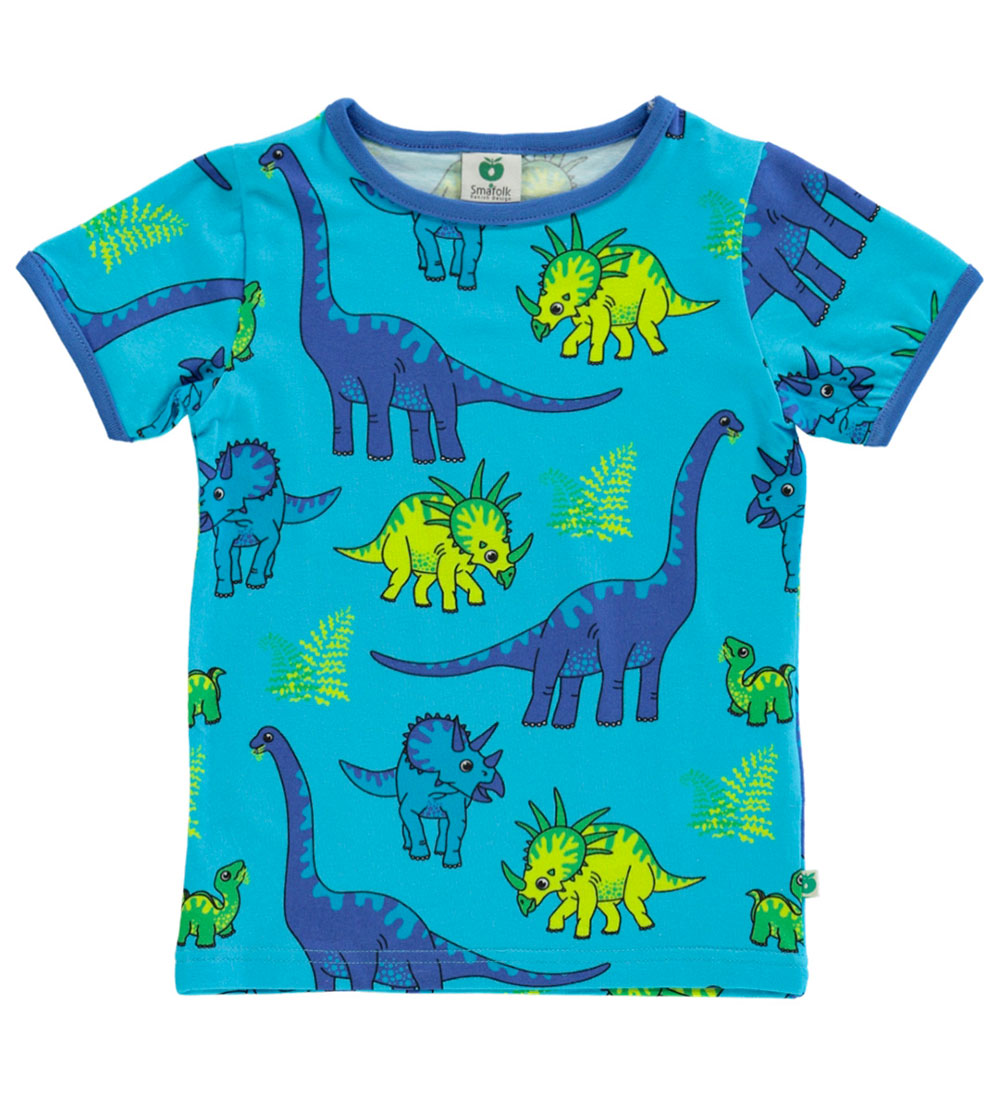Småfolk T-shirt - Blue Atol m. Dinosaur