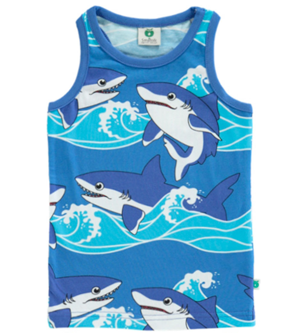 Småfolk Sæt - Tanktop/Shorts - Brilliant Blue m. Hajer